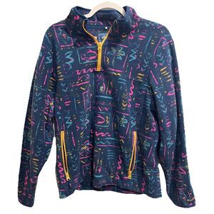 Chubbies The Chilly Vibe 1/4 Zip Fleece Pullover Sweater M Preppy Colorful Retro
